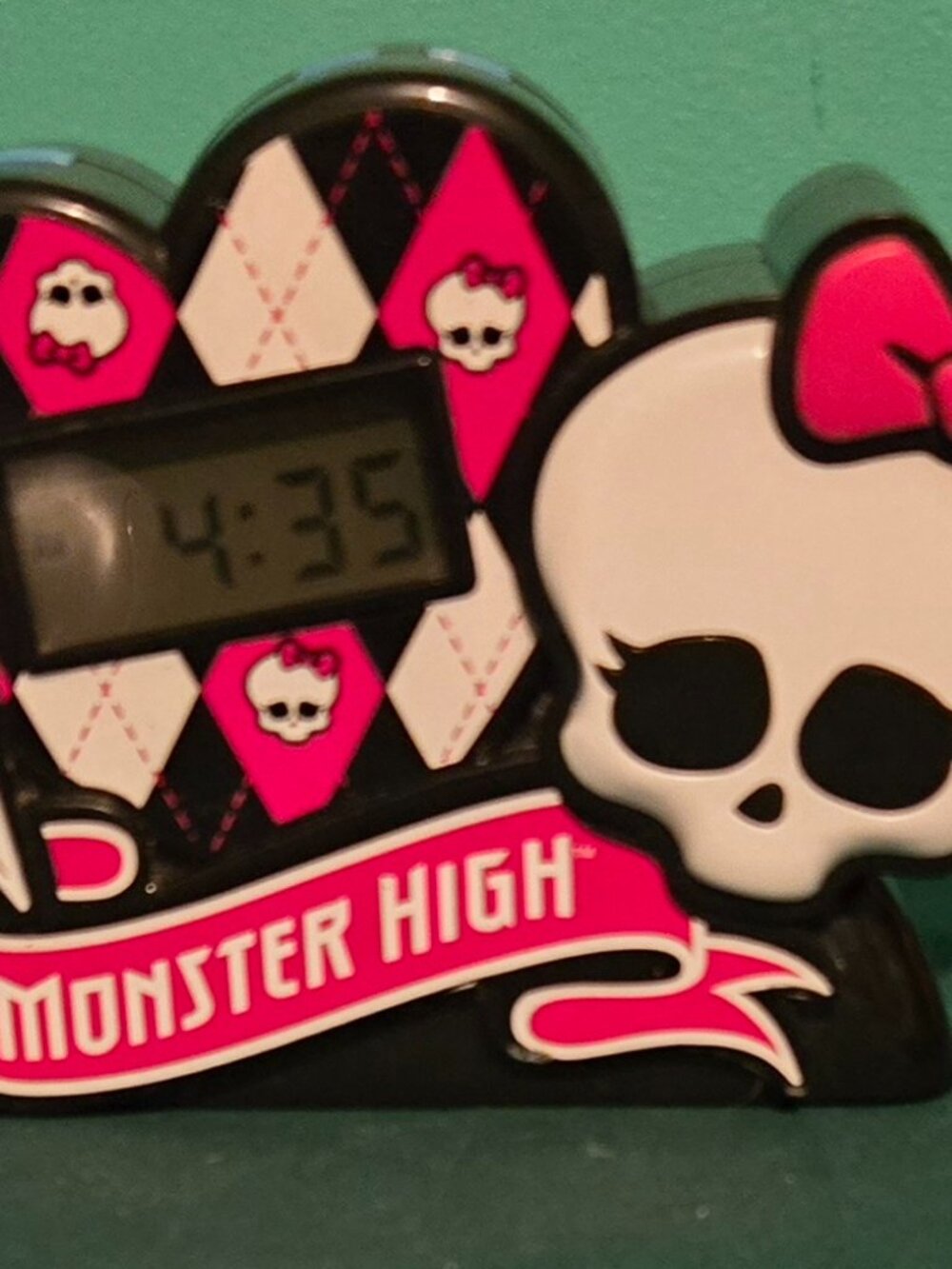 Mattel Monster High Skullette Digital Alarm Clock Lighted 2012 RARE